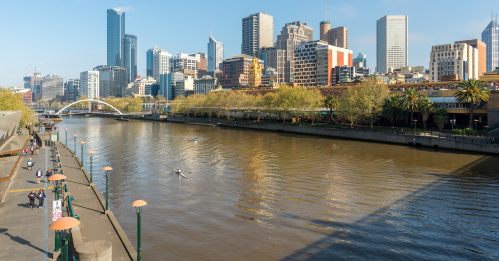 The Melbourne CBD overlooking the Yarra River.